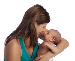 Mom holding baby